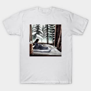 Woman Watching Snow T-Shirt